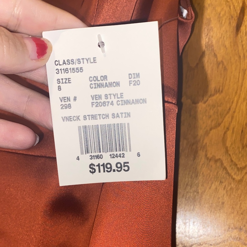 David's Bridal Rust Satin Maxi Dress - Picture 3 of 5